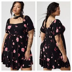Torrid Mini Tie Puff-Sleeve Dress